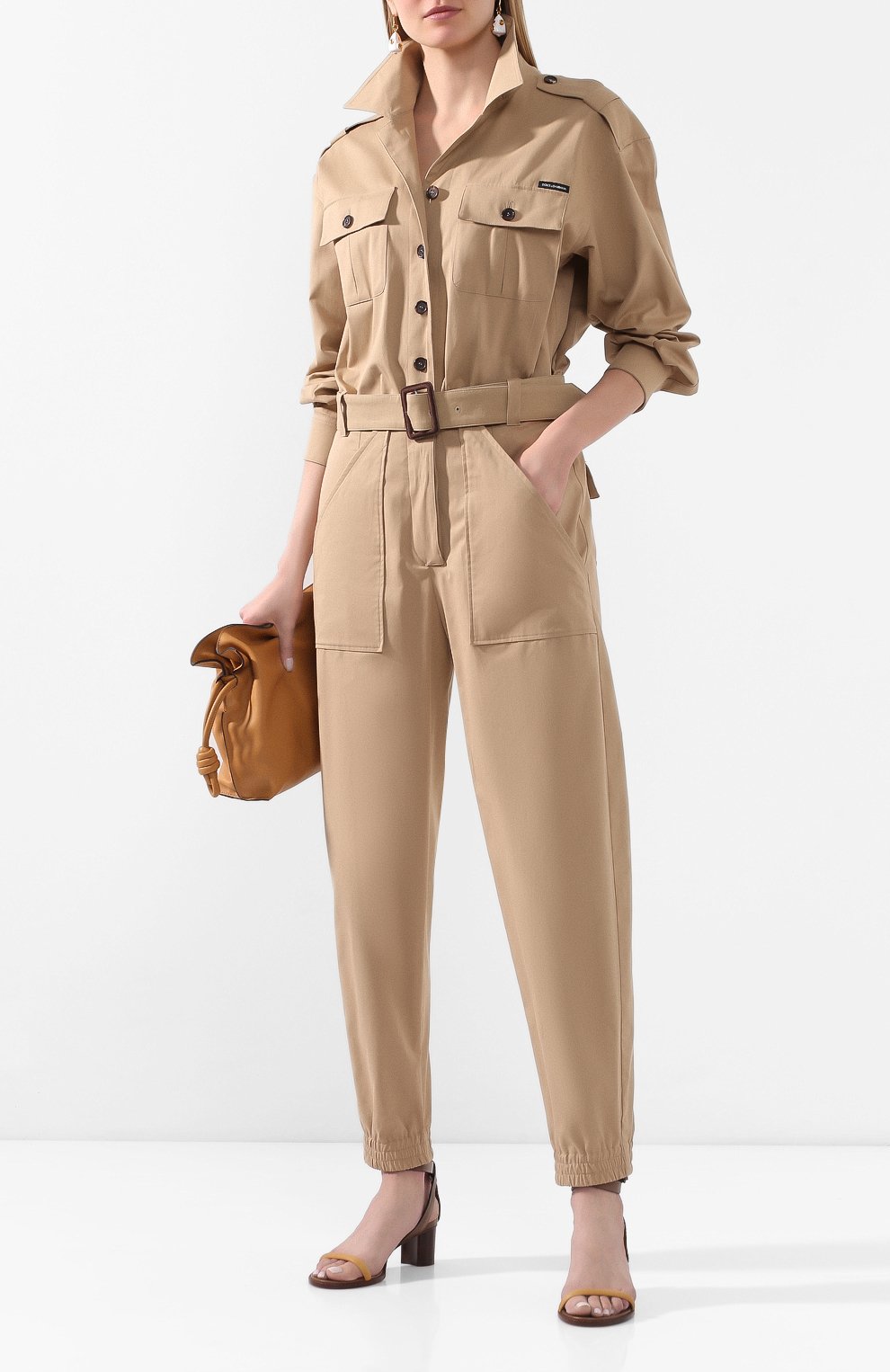 Хлопковый комбинезон DOLCE & GABBANA бежевого цвета по цене 228000 руб., арт. F6J1QT/FUFJ9, фото 2 Хлопковый комбинезон DOLCE & GABBANA, арт. F6J1QT/FUFJ9, фото 2