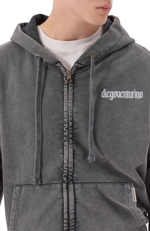 Хлопковая толстовка Diego Venturino DVFLZDVVP Серый  DVFLZDVVP Фото 5