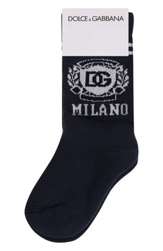 Детские хлопковые носки DOLCE & GABBANA темно-синего цвета, арт. LBKAE5/JBCDM | Фото 1 (Нос: Не проставлено; Материал: Текстиль, Хлопок; Мальчики Кросс-КТ: Носки)