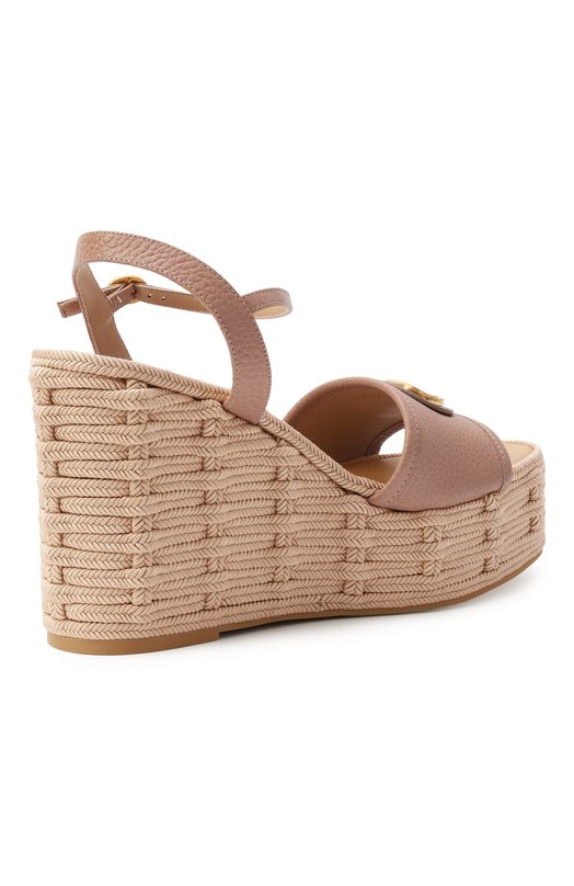 Кожаные босоножки VLogo Signature Valentino 6W0S0LY9/DTW Бежевый  6W0S0LY9/DTW Фото 5