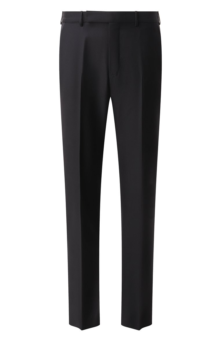 Мужские шерстяные брюки ZEGNA черного цвета, арт. 75TB12/819F00A8 | Фото 1 (Материал внешний: Шерсть; Материал сплава: Проставлено; Длина (брюки, джинсы): Стандартные; Драгоценные камни: Проставлено; Случай: Формальный; Стили: Классический)