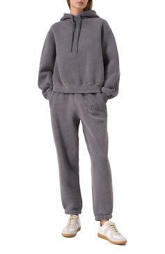 Женский хлопковое худи ALEXANDERWANG.T серого цвета, арт. 4CC3242108 | Фото 2 (Длина (для топов): Стандартные; Материал сплава: Проставлено; Рукава: Длинные; Драгоценные камни: Проставлено; Женское Кросс-КТ: Худи-одежда; Стили: Гранж; Материал внешний: Хлопок)