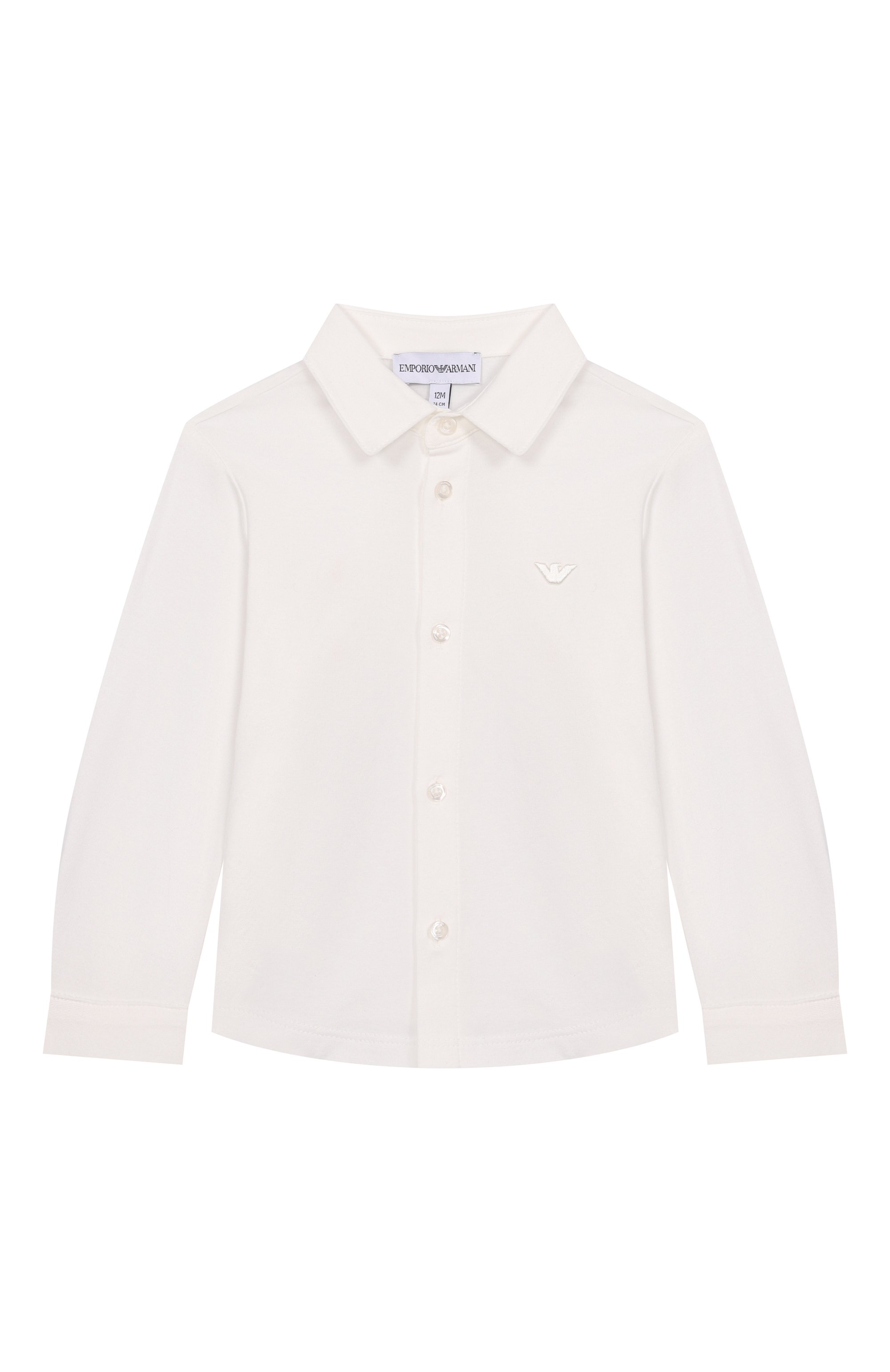 Хлопковая рубашка EMPORIO ARMANI кремового цвета по цене 14800 руб., арт. EB001320/AF21808, фото 1 Хлопковая рубашка EMPORIO ARMANI, арт. EB001320/AF21808, фото 1