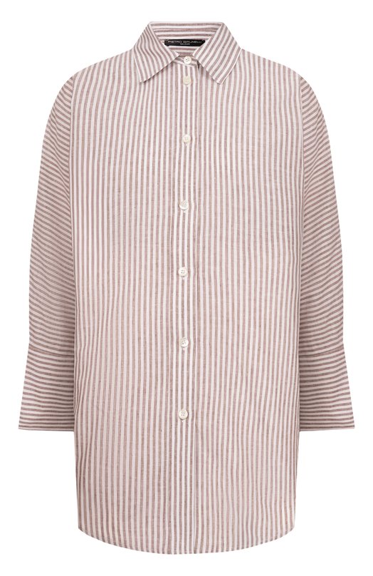 Рубашка изо льна и хлопка Pietro Brunelli CA2514/LI0028 Коричневый CA2514/LI0028