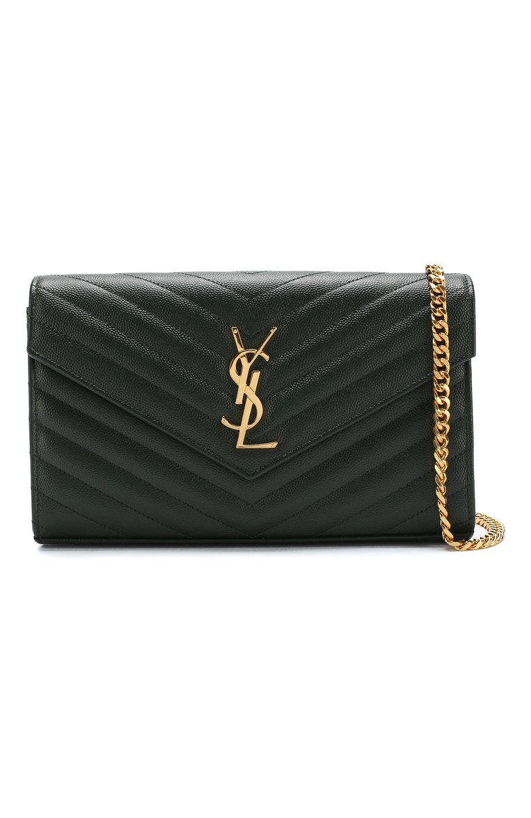 Женская сумка monogram envelope SAINT LAURENT хаки цвета, арт. 377828/B0W01 | Фото 6 (Материал: Натуральная кожа; Размер: small; Ремень/цепочка: На ремешке; Сумки-технические: Сумки через плечо; Статус проверки: Проверена категория; Драгоценные камни: Проставлено; Материал сплава: Проставлено)