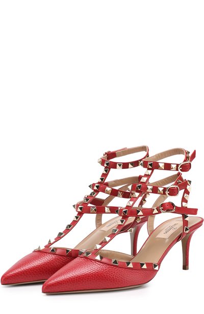 Кожаные туфли rockstud VALENTINO красного цвета по цене 125500 руб., арт. MW2S0375/VCE, фото 1 Кожаные туфли rockstud VALENTINO, арт. MW2S0375/VCE, фото 1