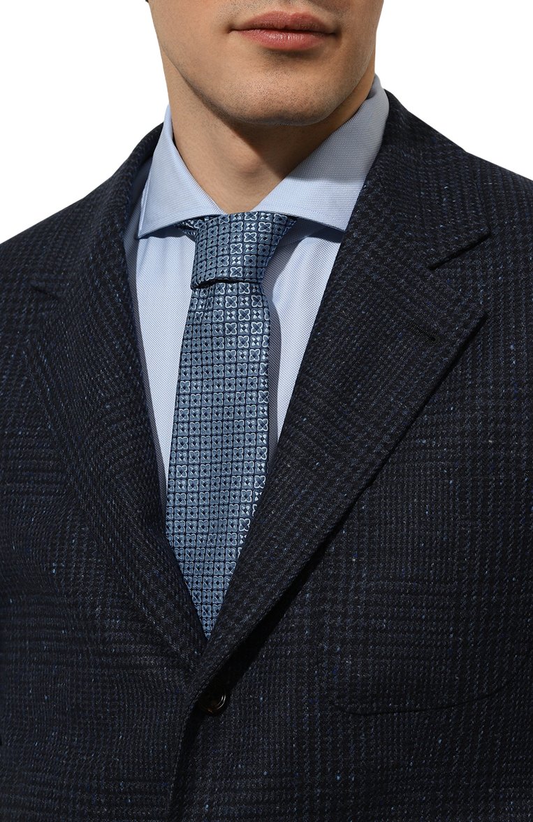 Мужской шелковый галстук BROUBACK голубого цвета, арт. TIE 8CM/SS24 | Фото 2 (Материал: Текстиль, Шелк; Нос: Не проставлено; Материал сплава: Проставлено; Принт: С принтом)