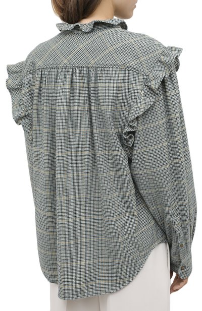 Блузка из хлопка и шерсти ISABEL MARANT ETOILE зеленого цвета по цене 36100 руб., арт. HT1831-20A039E/FL0SSIA, фото 4 Блузка из хлопка и шерсти ISABEL MARANT ETOILE, арт. HT1831-20A039E/FL0SSIA, фото 4