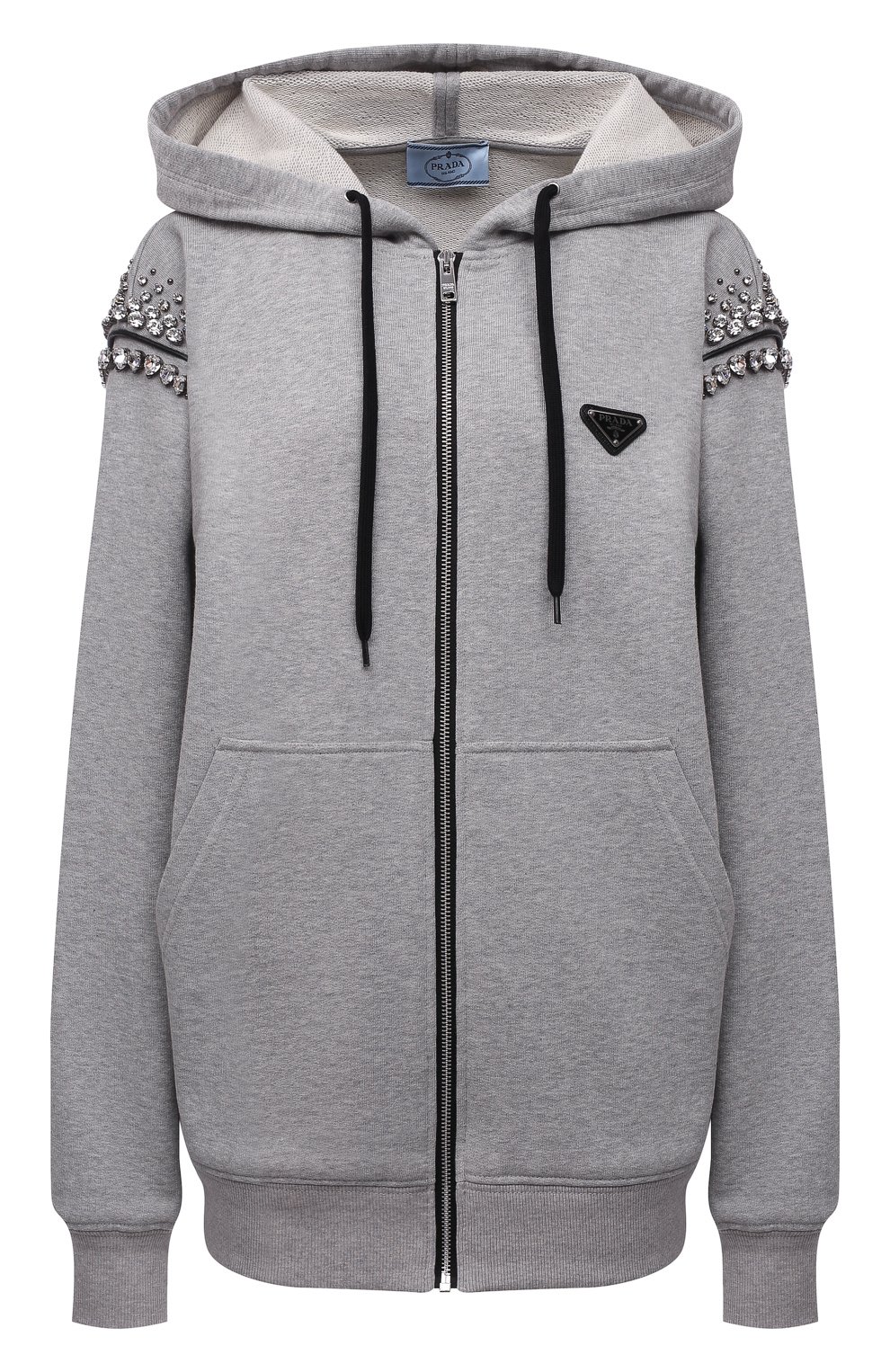 Хлопковый кардиган PRADA серого цвета по цене 380000 руб., арт. 138587-1ZXU-F02PL-212, фото 1 Хлопковый кардиган PRADA, арт. 138587-1ZXU-F02PL-212, фото 1