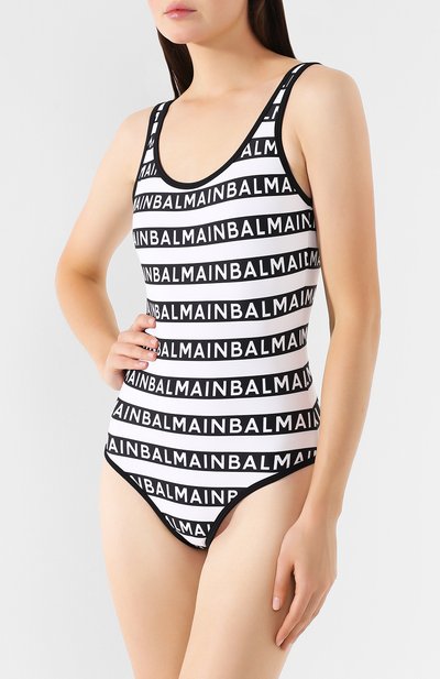 Слитный купальник BALMAIN черно-белого цвета по цене 39350 руб., арт. BPBU00010, фото 2 Слитный купальник BALMAIN, арт. BPBU00010, фото 2