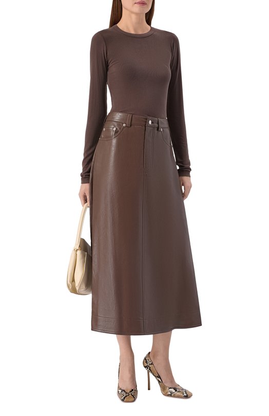 Юбка из экокожи Nanushka CINTIA Коричневый  CINTIA Фото 2
