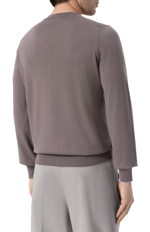 Хлопковый джемпер Brunello Cucinelli M2900100 Коричневый  M2900100 Фото 4