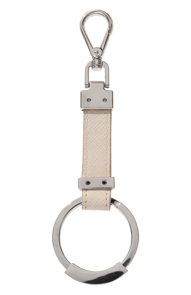 Мужской кожаный брелок PRADA белого цвета, арт. 2PP042-053-F0K74 | Фото 2 (Материал: Натуральная кожа, Металл; Нос: Не проставлено; Материал сплава: Проставлено)