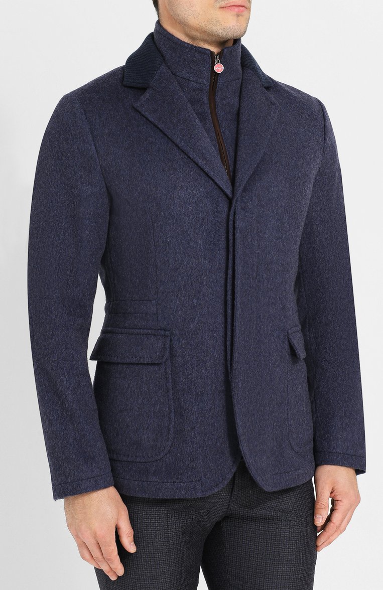 Мужская кашемировая куртка с подстежкой KITON синего цвета, арт. UW0414V03R71 | Фото 3 (Материал внешний: Шерсть, Кашемир; Длина (верхняя одежда): Короткие; Рукава: Длинные; Мужское Кросс-КТ: Верхняя одежда, шерсть и кашемир; Кросс-КТ: Куртка, Утепленные; Ювелирные украшения: Назначено; Стили: Кэжуэл)
