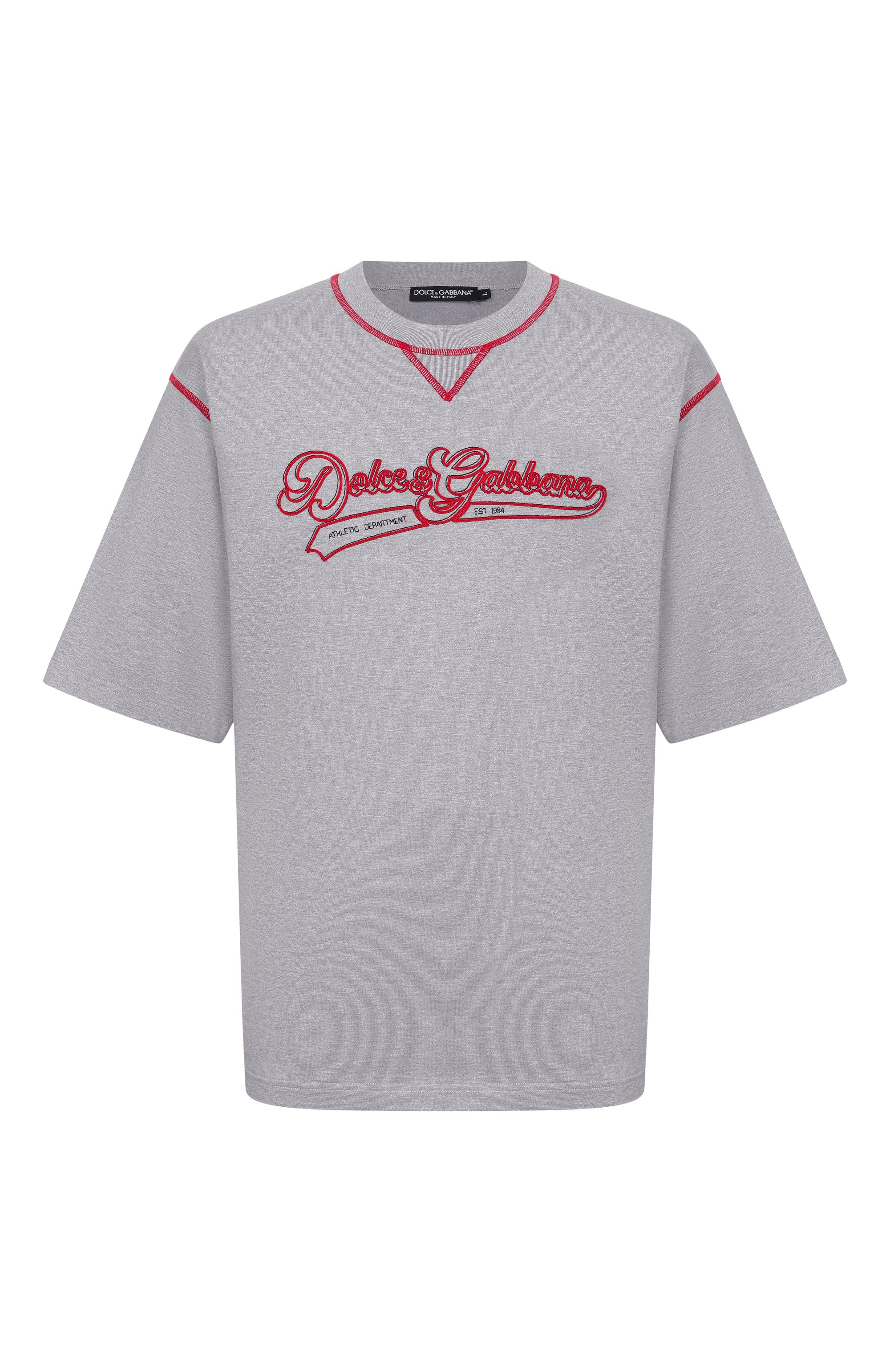 Хлопковая футболка DOLCE & GABBANA серого цвета по цене 85850 руб., арт. G8TI8Z/G7P0N, фото 1 Хлопковая футболка DOLCE & GABBANA, арт. G8TI8Z/G7P0N, фото 1
