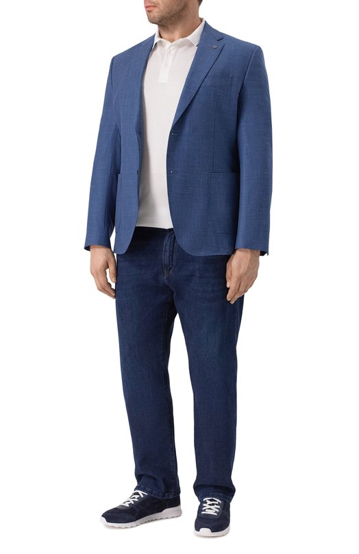 Пиджак из шерсти и шелка BOSS 50556936 Синий  50556936 Фото 3