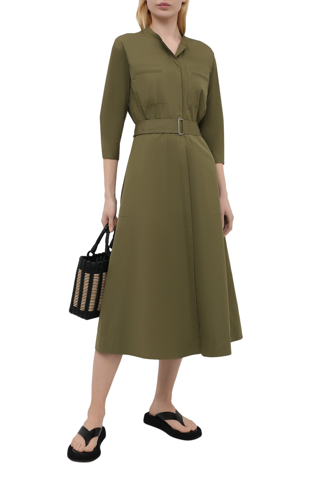 Хлопковое платье THEORY зеленого цвета по цене 45950 руб., арт. L0304603, фото 2 Хлопковое платье THEORY, арт. L0304603, фото 2