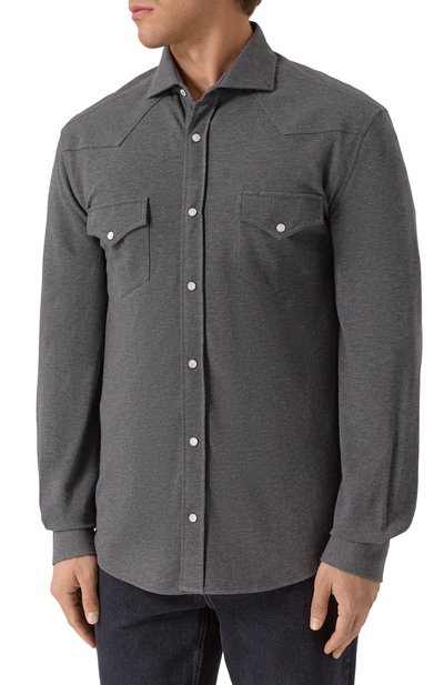 Хлопковая рубашка BRUNELLO CUCINELLI, арт. ME8546666, фото 3