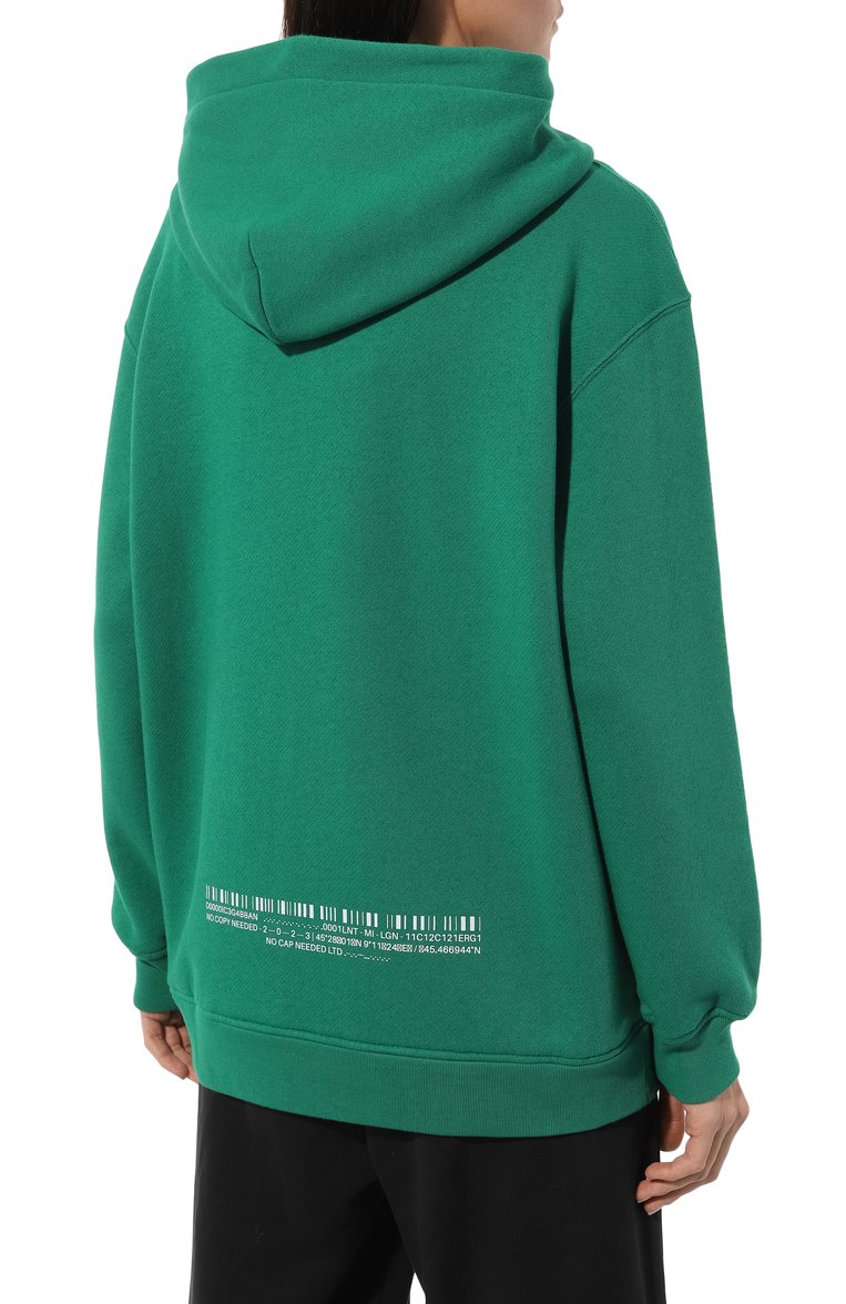 Женский хлопковое худи DOLCE & GABBANA зеленого цвета, арт. F9R71T/G7K3E | Фото 4 (Материал сплава: Проставлено; Материал внешний: Хлопок; Длина (для топов): Удлиненные; Рукава: Длинные; Драгоценные камни: Проставлено; Женское Кросс-КТ: Худи-одежда; Стили: Спорт-шик)