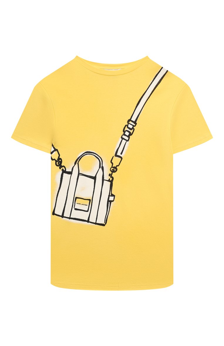 Детское хлопковое платье MARC JACOBS (THE) желтого цвета, арт. W60072/6A-12A | Фото 1 (Рукава: Короткие; Материал внешний: Хлопок; Девочки Кросс-КТ: Платье-одежда; Случай: Повседневный; Ростовка одежда: 7 лет | 122 см, 12 лет | 152 см, 5 лет | 110 см, 9 лет | 134 см)
