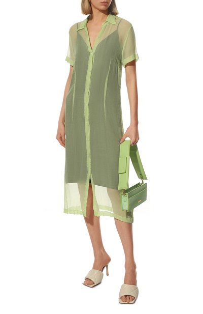 Шелковое платье DRIES VAN NOTEN зеленого цвета по цене 89950 руб., арт. 221-011088-4276, фото 2 Шелковое платье DRIES VAN NOTEN, арт. 221-011088-4276, фото 2