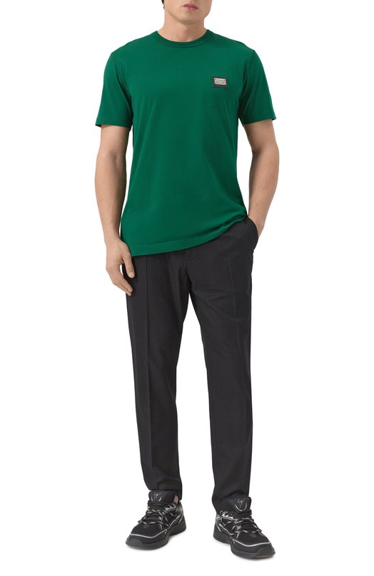 Хлопковая футболка Dolce & Gabbana G8PT1T/G7F2I Зелёный  G8PT1T/G7F2I Фото 2