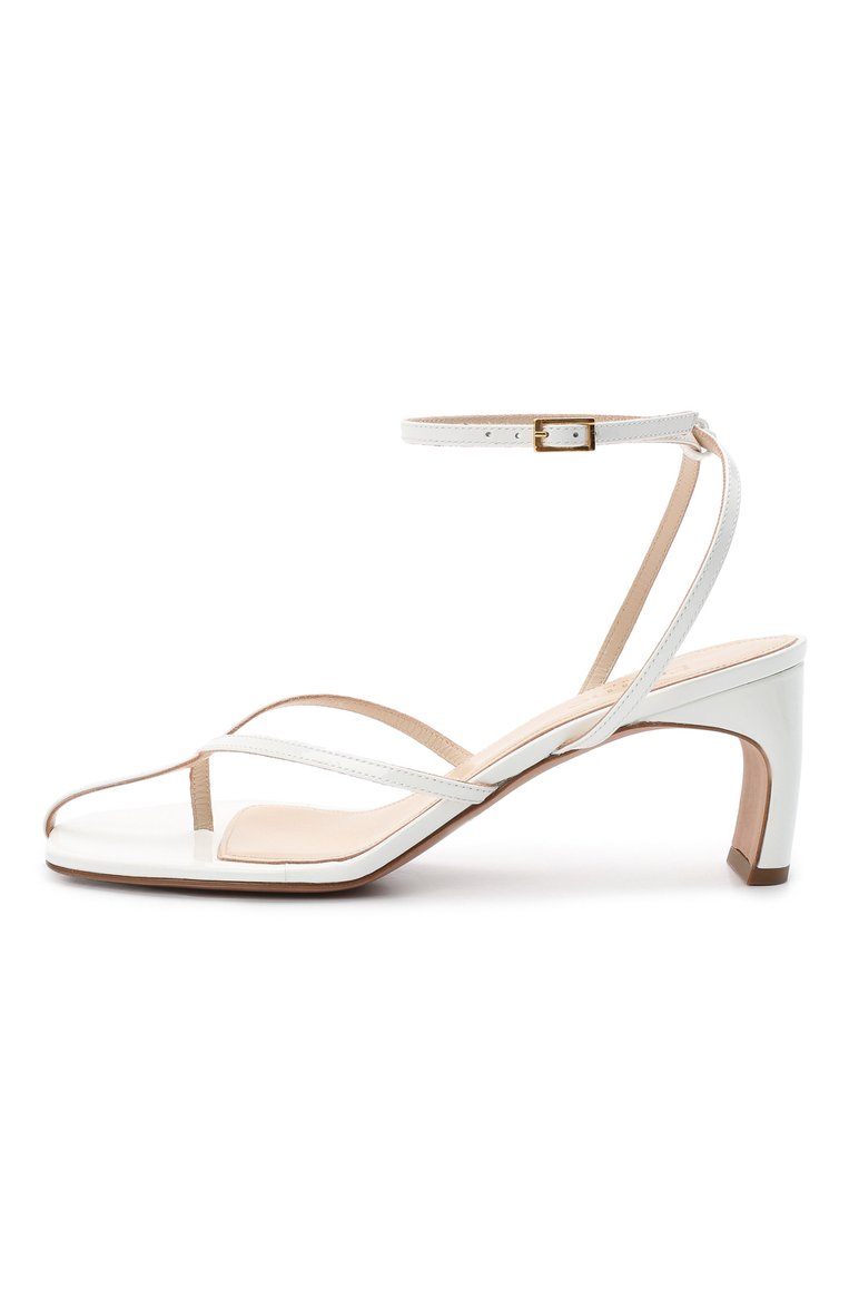 Женские кожаные босоножки ficelle ELLEME белого цвета, арт. FICELLE ANKLE STRAP PATENT/LEATHER | Фото 3 (Материал внутренний: Натуральная кожа; Каблук высота: Средний; Каблук тип: Устойчивый; Подошва: Плоская; Региональные ограничения белый список (Axapta Mercury): Не проставлено; Материал внешний: Натуральная кожа)