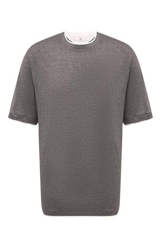 Футболка из шелка и хлопка Brunello Cucinelli MH8367427 Серый MH8367427
