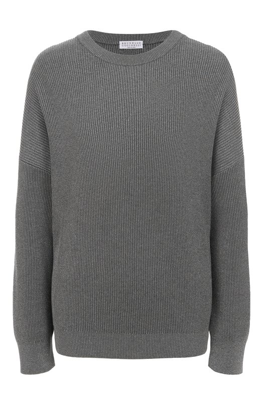 Свитер из хлопка и вискозы Brunello Cucinelli MAZ260200P Серый MAZ260200P
