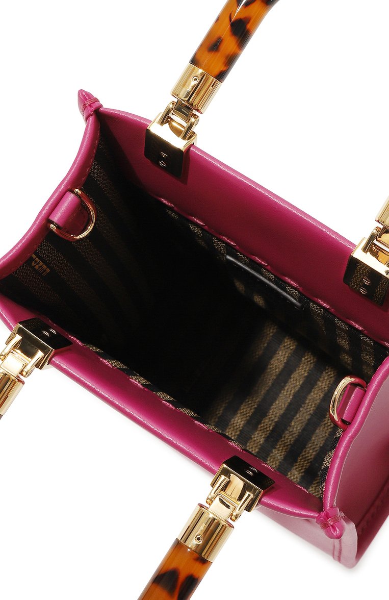 Женская сумка sunshine mini FENDI фуксия цвета, арт. 8BS051 ABVL | Фото 5 (Размер: mini; Ремень/цепочка: На ремешке; Материал: Натуральная кожа)