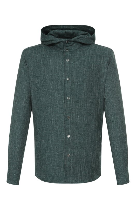 Рубашка из шерсти и шелка Kiton UMCMARK0119G12 Зелёный UMCMARK0119G12