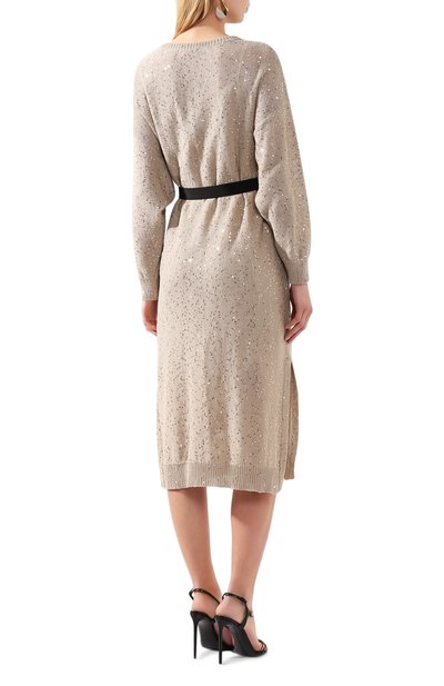 Платье из смеси льна и шелка BRUNELLO CUCINELLI, арт. M10552A92, фото 4