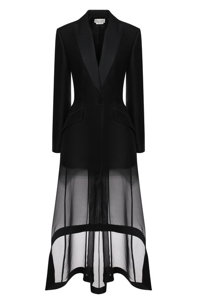Женское пальто из шерсти и шелка ALEXANDER MCQUEEN, арт. 641908/QJAB7