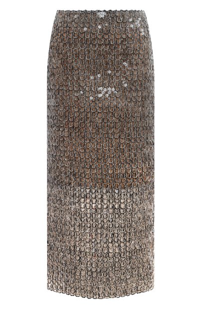 Юбка с отделкой пайетками BRUNELLO CUCINELLI бежевого цвета по цене 399500 руб., арт. 221M059LG3187, фото 1 Юбка с отделкой пайетками BRUNELLO CUCINELLI, арт. 221M059LG3187, фото 1
