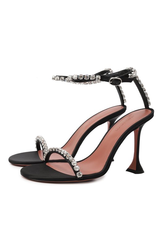 Текстильные босоножки Gigi 95 Amina Muaddi GIGI SANDAL 95/SATIN Чёрный GIGI SANDAL 95/SATIN