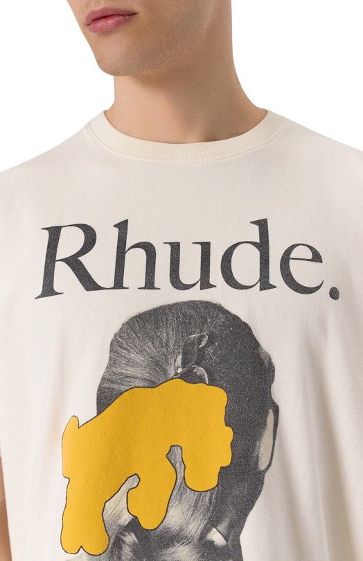 Хлопковая футболка Rhude RHSS25TT08012 Кремовый  RHSS25TT08012 Фото 5