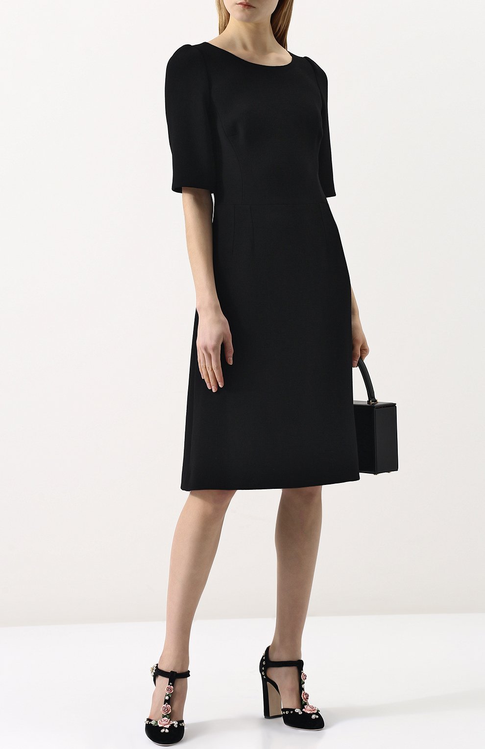 Однотонное приталенное платье-миди с коротким рукавом DOLCE & GABBANA, арт. F68A2Z/FU2TZ, фото 2