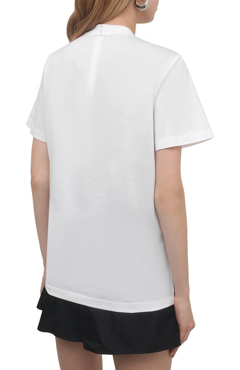 Хлопковая футболка с отделкой пайетками PRADA, арт. 3581AR-10AG-F0009-221, фото 4