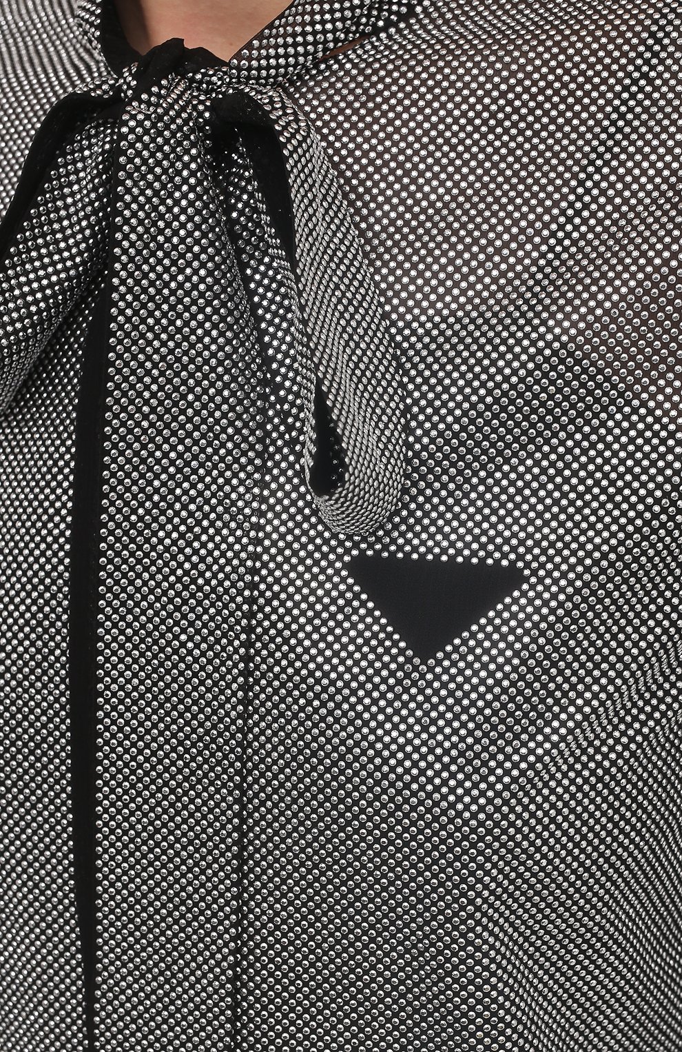 Шелковый топ с отделкой стразами PRADA, арт. P951IR-1Z4W-F0118-221, фото 5