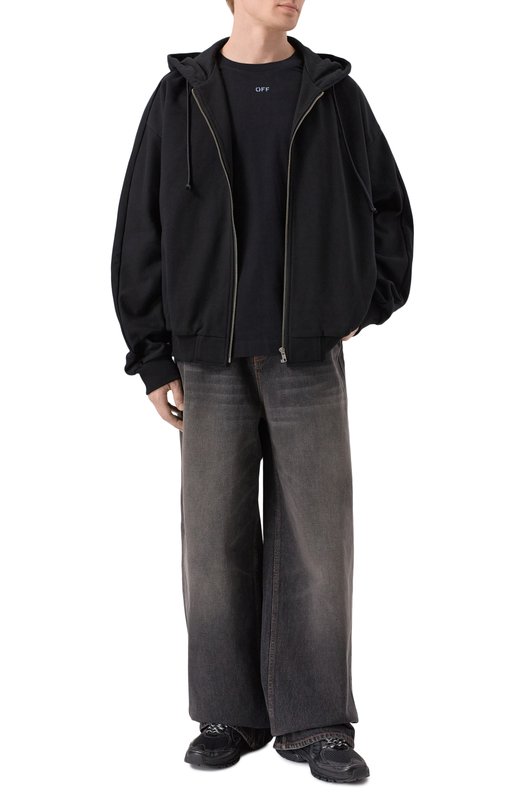 Хлопковая футболка Off-White 0MAA120F25JER00D Чёрный  0MAA120F25JER00D Фото 2