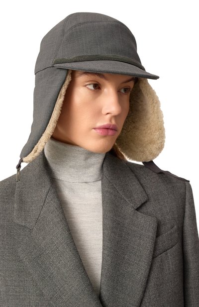 Шерстяная шапка-ушанка BRUNELLO CUCINELLI темно-серого цвета по цене 120500 руб., арт. MCAP90024, фото 5 Шерстяная шапка-ушанка BRUNELLO CUCINELLI, арт. MCAP90024, фото 5