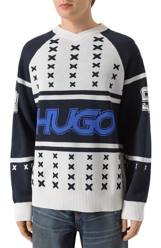 Пуловер HUGO Blue 50543775 Чёрно-белый  50543775 Фото 3