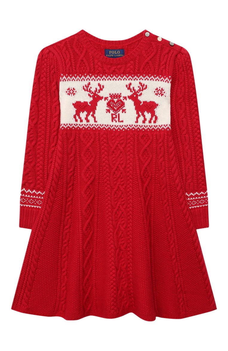 Детское платье из хлопка и шерсти POLO RALPH LAUREN красного цвета, арт. 312853179 | Фото 1 (Рукава: Длинные; Материал внешний: Синтетический материал, Хлопок; Девочки Кросс-КТ: Платье-одежда; Случай: Повседневный; Материал сплава: Проставлено; Драгоценные камни: Проставлено; Региональные ограничения белый список (Axapta Mercury): Не проставлено)