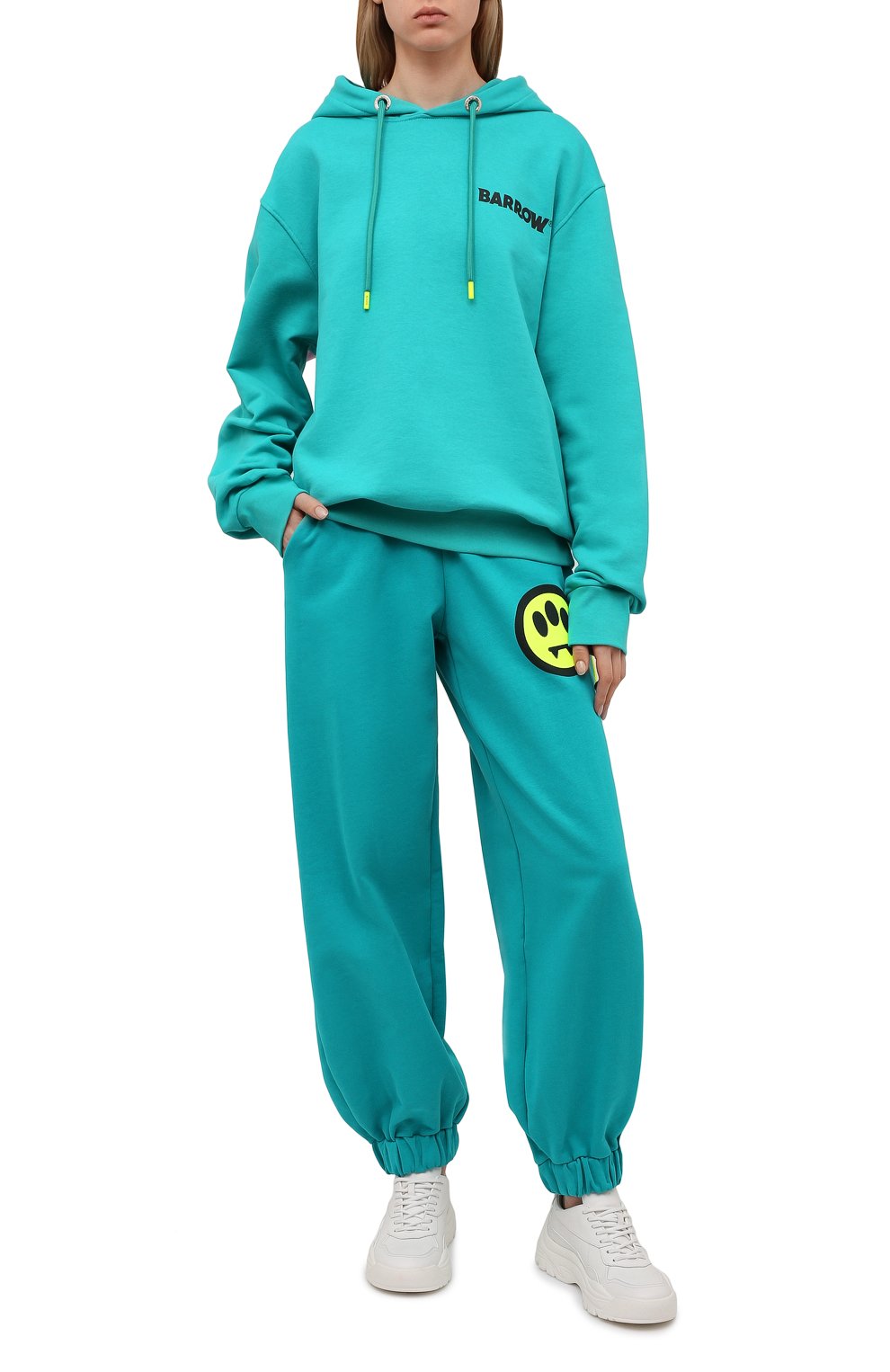 Хлопковое худи BARROW бирюзового цвета по цене 25500 руб., арт. 031301/W, фото 2 Хлопковое худи BARROW, арт. 031301/W, фото 2