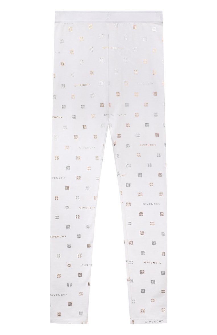 Детские хлопковые легинсы GIVENCHY белого цвета, арт. H30038/6A-12A | Фото 1 (Материал внешний: Хлопок; Нос: Не проставлено; Девочки Кросс-КТ: Леггинсы-одежда; Ростовка одежда: 5 лет | 110 см, 12 лет | 152 см, 7 лет | 122 см, 9 лет | 134 см)