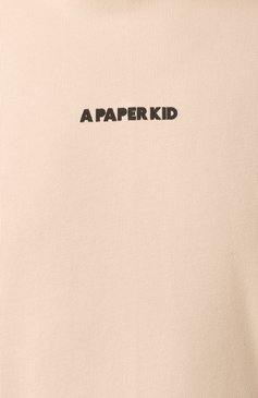 Мужской хлопковое худи A PAPER KID бежевого цвета, арт. S5PKMAHS191 | Фото 6 (Материал внешний: Хлопок; Драгоценные камни: Проставлено; Рукава: Длинные; Материал сплава: Проставлено; Длина (для топов): Стандартные; Мужское Кросс-КТ: Худи-одежда; П�ринт: Без принта; Стили: Спорт-шик)