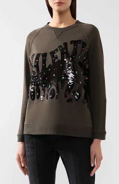 Хлопковый пуловер VALENTINO хаки цвета по цене 218000 руб., арт. QB2MF04Z456, фото 3 Хлопковый пуловер VALENTINO, арт. QB2MF04Z456, фото 3