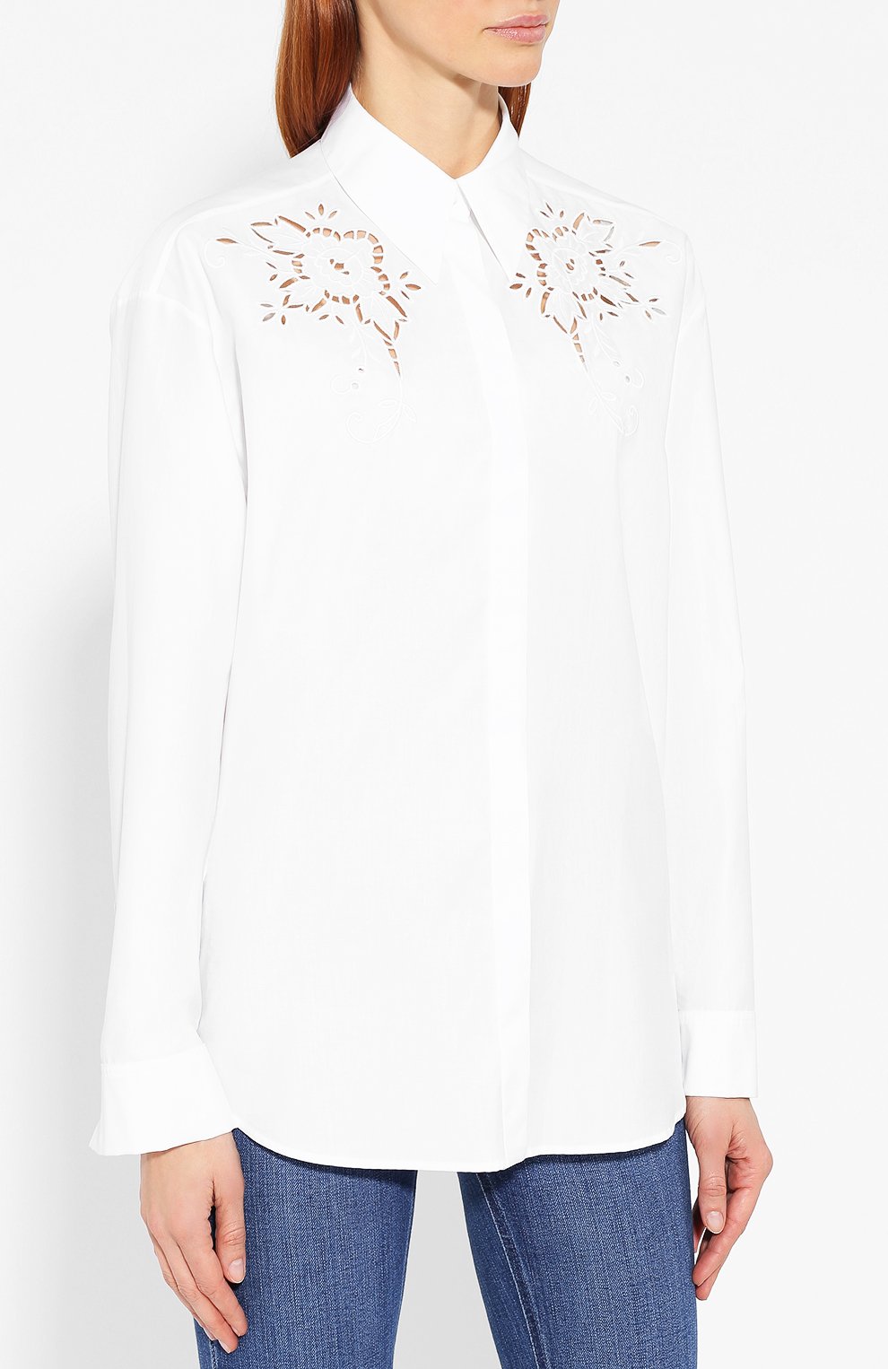 Хлопковая рубашка STELLA MCCARTNEY белого цвета по цене 109500 руб., арт. 554972/SJA01, фото 3 Хлопковая рубашка STELLA MCCARTNEY, арт. 554972/SJA01, фото 3
