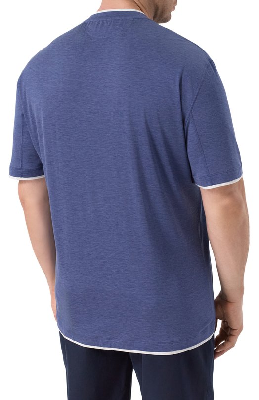 Футболка из шелка и хлопка Brunello Cucinelli MR8337427 Синий  MR8337427 Фото 4