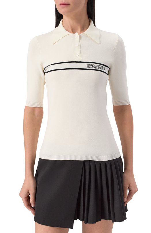 Поло из вискозы Off-White 0WHV005S25KNI001 Белый  0WHV005S25KNI001 Фото 3
